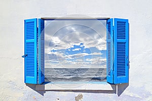 Beautiful view throught blue window