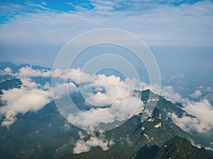 Beautiful view from Tianmen mountain with clear Sky in zhangjiajie city China.