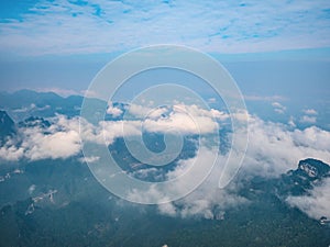 beautiful view on Tianmen mountain with clear Sky in zhangjiajie city China.