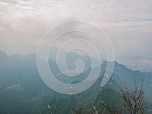 Beautiful view on Tianmen mountain national park with clear Sky in zhangjiajie city China