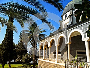 Beautiful view of the Tiberias, Church of Blessedness, Israel