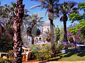 Beautiful view of the Tiberias, Church of Blessedness, Israel