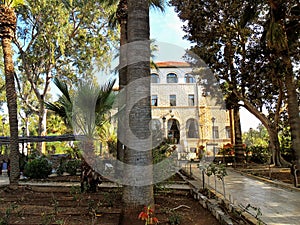 Beautiful view of the Tiberias, Church of Blessedness, Israel