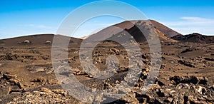 Beautiful view of Timanfaya National park in Lanzarote island, Spain, Europe - volcanic landscape