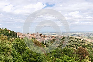 Beautiful view to the city Montalcino on Tuscany hill