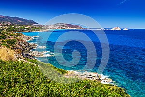 Beautiful view to coastline near Lile Rousse, Corsica, France