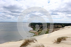 Beautiful view to Curonian spit sand dunes and baltic sea coast, Lithuania