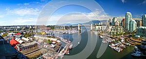 Beautiful view to harbour and downtown of Vancouver / British Columbia / Canada