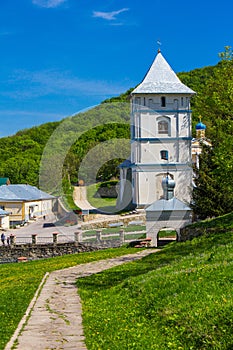 Beautiful view to Kalarashovsky Holy-Uspensky woman monastery in sany sammer day. Convent located on the right Bank of