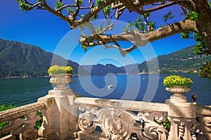 Beautiful view to Lake Como from Villa Balbianello photo