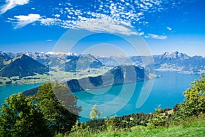 Beautiful view to Lucerne lake and mountain Rigi