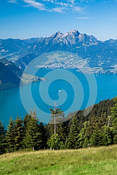 Beautiful view to Lucerne lake and mountain Rigi