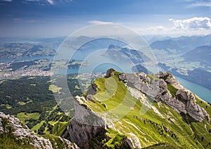 Beautiful view to Lucerne lake (Vierwaldstattersee), mountain Ri