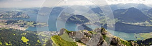 Beautiful view to Lucerne lake (Vierwaldstattersee), mountain Ri