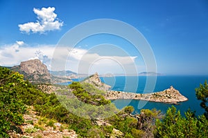 Beautiful view to mountains Karaul Oba on the cape Kapchik photo