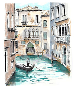 The beautiful view to one of the venetian canals
