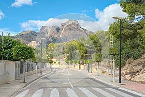 Beautiful view to Puig Campana Mountain from La Nucia street photo