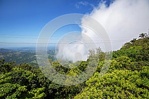 Beautiful view to sky, clouds and jungle from the top of hill