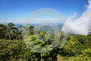 Beautiful view to sky, clouds and jungle from the top of hill