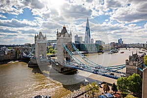 Beautiful view to the Tower Bridge and modern skyline of London, UK