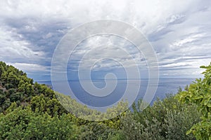 Beautiful view from top of the hill on the sea, postcard idyll