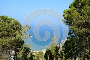 Beautiful view from the top of La Rocca mountain near the town of Cefalu. Italy