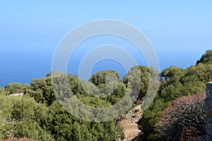 Beautiful view from the top of La Rocca mountain near the town of Cefalu. Italy