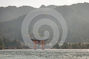 Beautiful view of Torii gate in Miyajima, Japan