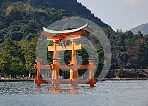 Beautiful view of Torii gate in Miyajima, Japan