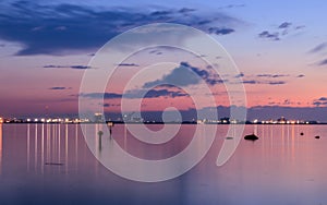 Beautiful view towards Bayshore Blvd from Ballast Point Park during scenic sunset