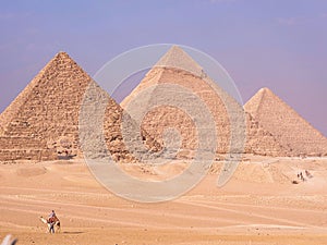 Beautiful view towards the three Pyramids of Giza Egypt