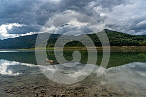 Beautiful view towards the Tsonevo lake and the hills around it,  Provadia, Bulgaria