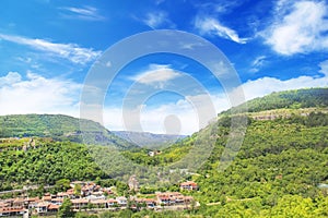 Beautiful view of Tsarevets in the mountains, in Veliko Tirnovo, Bulgaria photo
