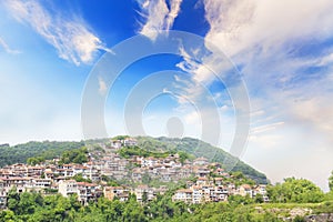 Beautiful view of Tsarevets in the mountains, in Veliko Tirnovo, Bulgaria photo