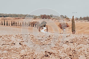 Beautiful view of Tuscany landscape and landmarks. Summer in Italy