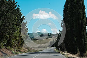 Beautiful view of Tuscany landscape and landmarks. Summer in Italy