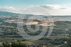 Beautiful view of Tuscany landscape and landmarks. Summer in Italy