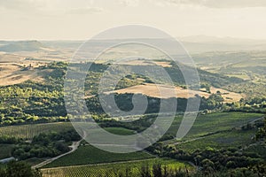 Beautiful view of Tuscany landscape and landmarks. Summer in Italy