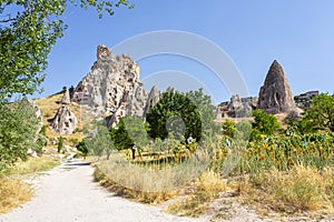 Beautiful view of Uchisar, an ancient village in Cappadocia