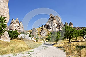 Beautiful view of Uchisar, an ancient village in Cappadocia