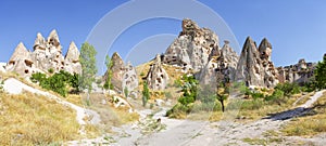 Beautiful view of Uchisar, an ancient village in Cappadocia