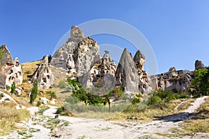 Beautiful view of Uchisar, an ancient village in Cappadocia