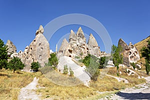 Beautiful view of Uchisar, an ancient village in Cappadocia