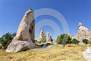 Beautiful view of Uchisar, an ancient village in Cappadocia