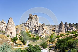 Beautiful view of Uchisar, an ancient village in Cappadocia