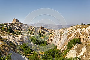 Beautiful view of Uchisar and Goreme National Park in Cappadocia