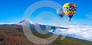 Beautiful view of unique famous volcano Teide on a sunny day, Te photo