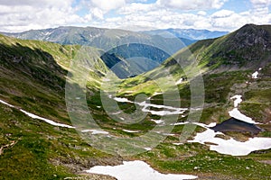 Beautiful view of a valley in Fagaras Mountains on a sunny summer day