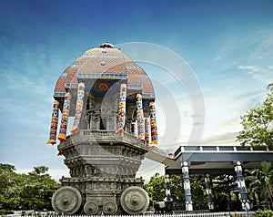 Beautiful view of valluvar kottam,auditorium, monument in chennai, tamil nadu, india. the monument is 39 meter high 128 feet sto