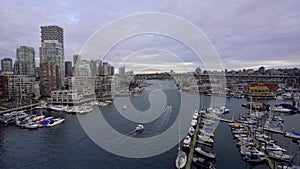 Beautiful view of Vancouver downtown skyline in dusk to night. Canada.